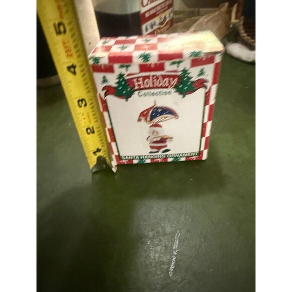 Parachuting, Fiddle playing Santa Ornament World Bazaars Vintage Christmas NOS - Picture 8 of 8